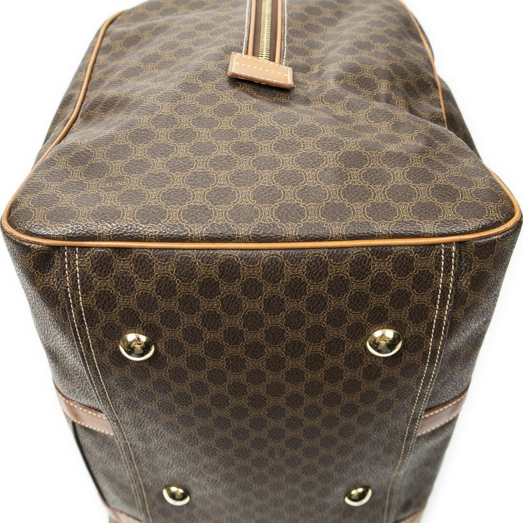 Celine Vintage Travel Boston Brown Macadam Canvas Shoulder — view 8