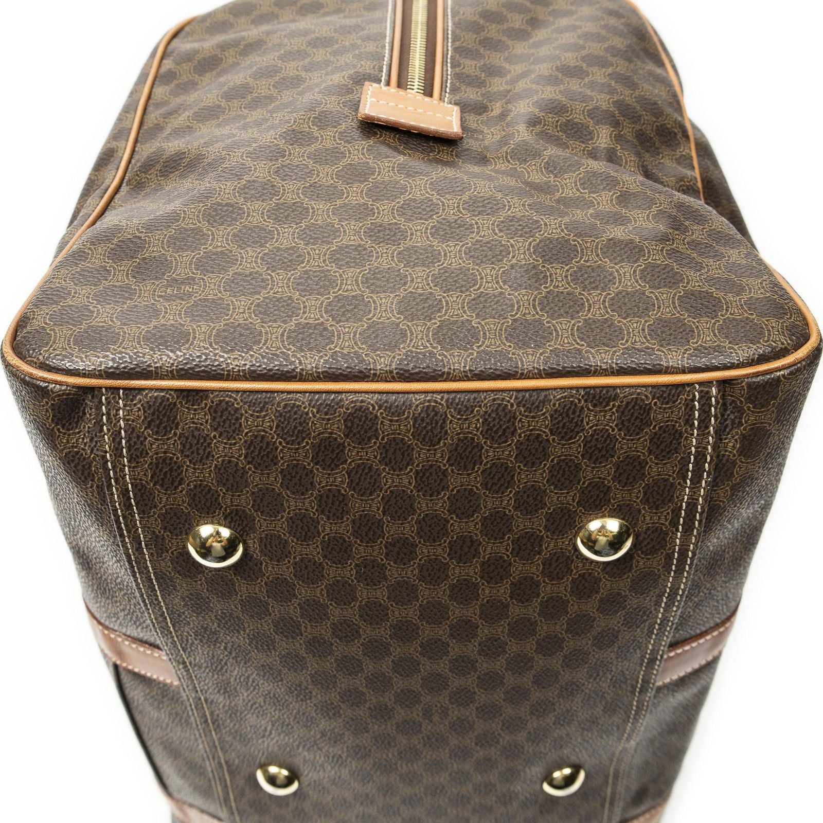 Celine Vintage Travel Boston Brown Macadam Canvas Shoulder — view 8