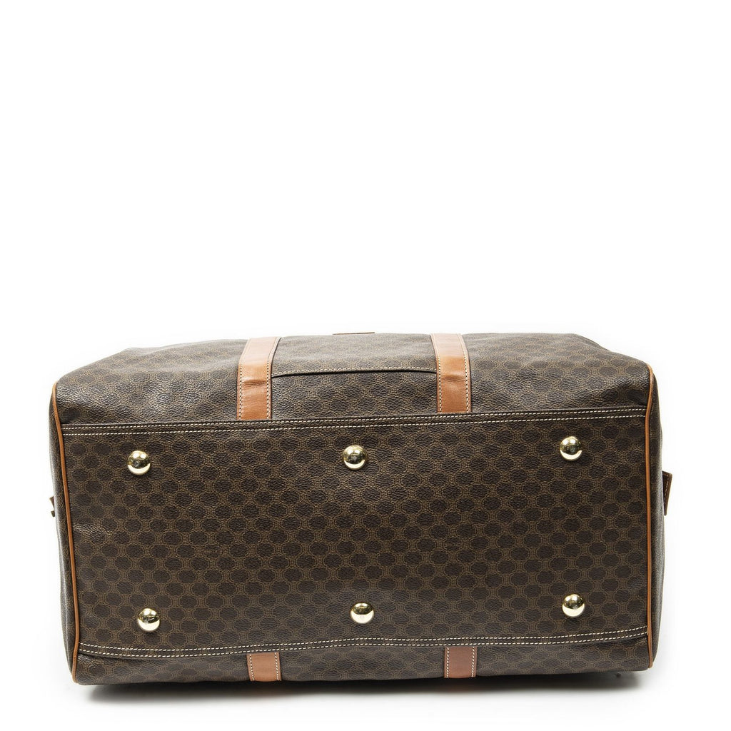 Celine Vintage Travel Boston Brown Macadam Canvas Shoulder — view 6