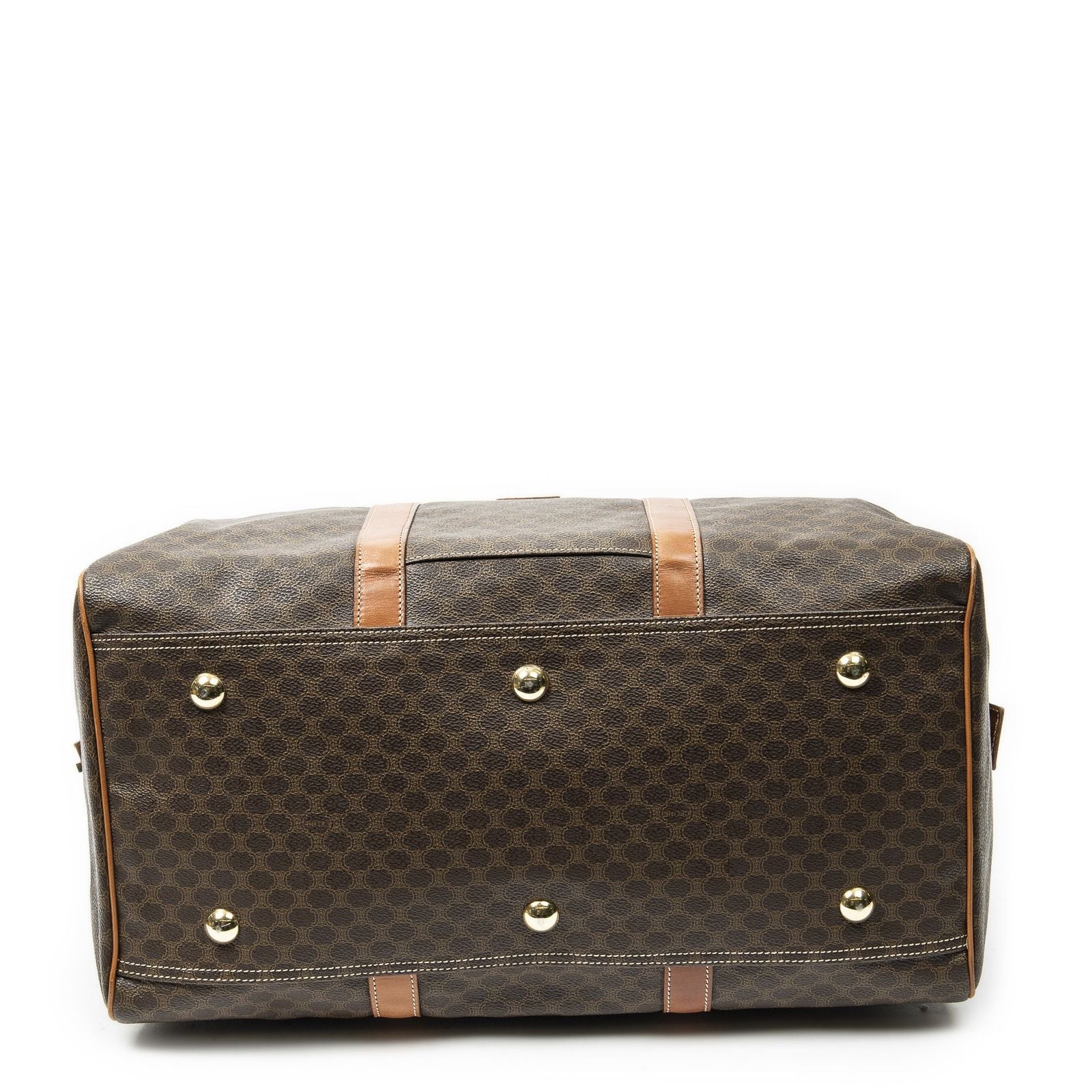 Celine Vintage Travel Boston Brown Macadam Canvas Shoulder — view 6