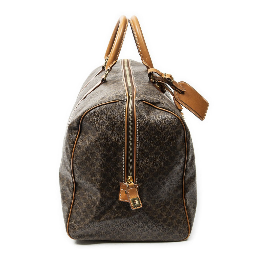 Celine Vintage Travel Boston Brown Macadam Canvas Shoulder — view 4