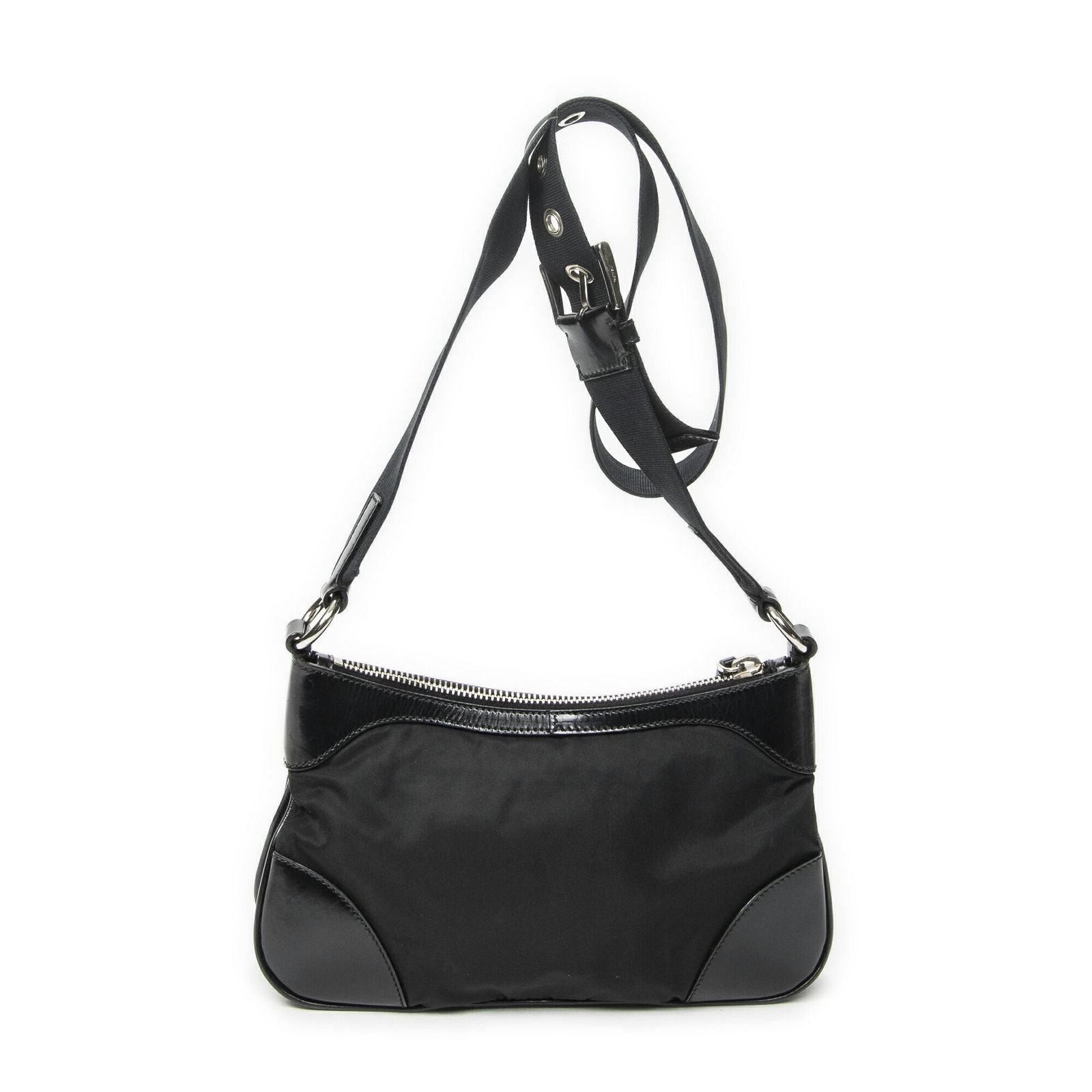 Prada Rectangular Shoulder Tote Black Nylon Canvas — view 5