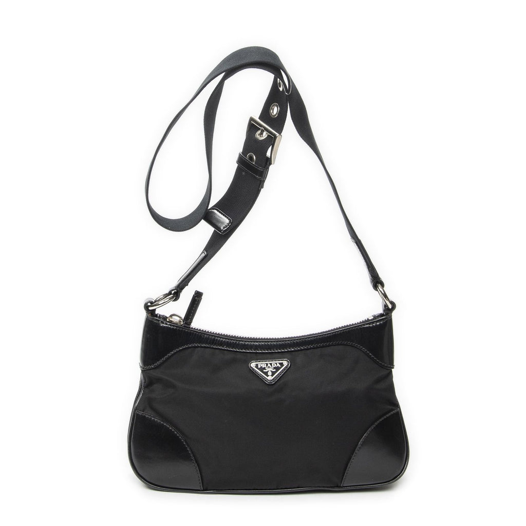 Prada Rectangular Shoulder Tote Black Nylon Canvas