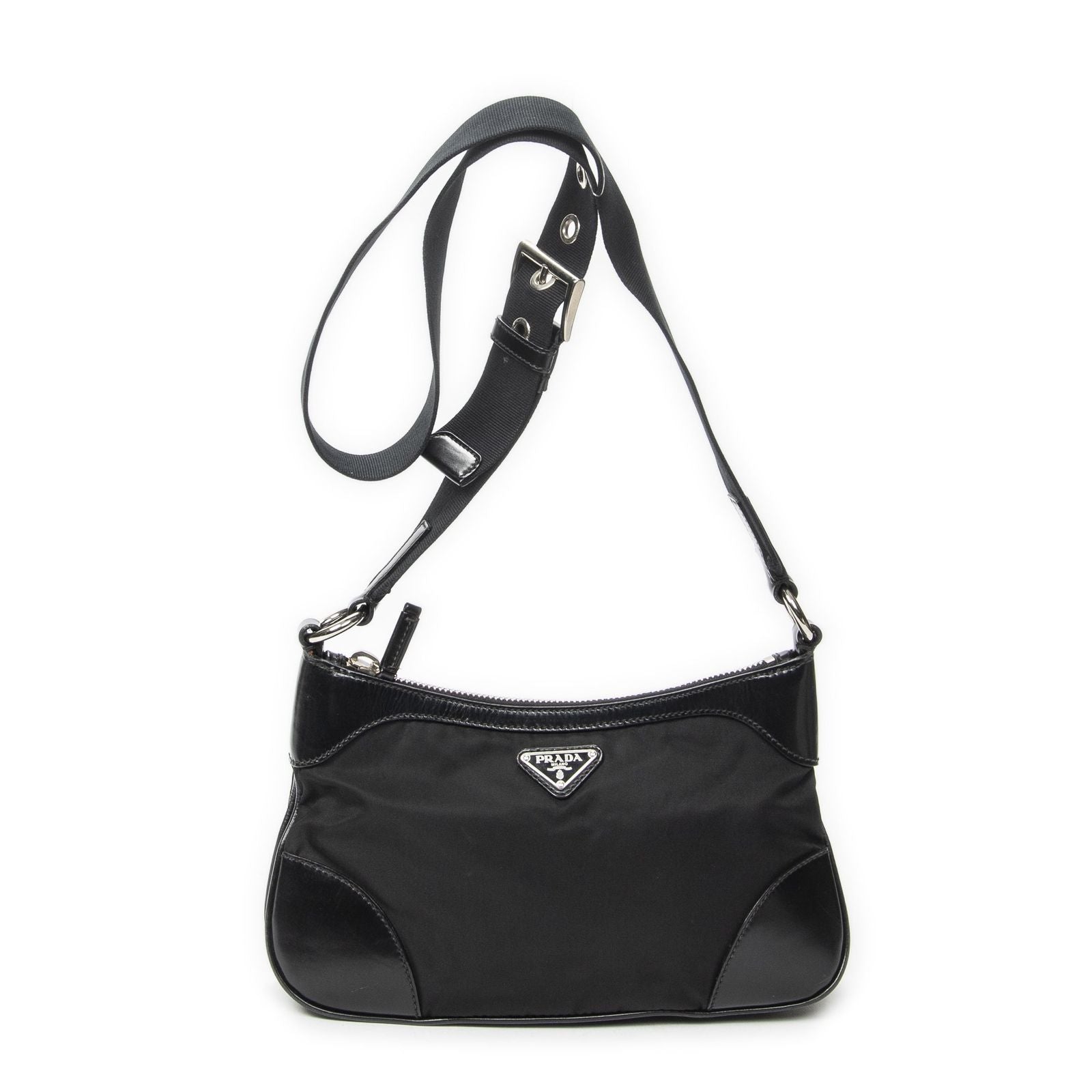 Prada Rectangular Shoulder Tote Black Nylon Canvas