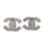 Chanel CC Logo Round Clip Type Earrings Silver Plated