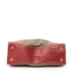 Prada Medium Jacquard Tote Beige Red Canvas — view 6