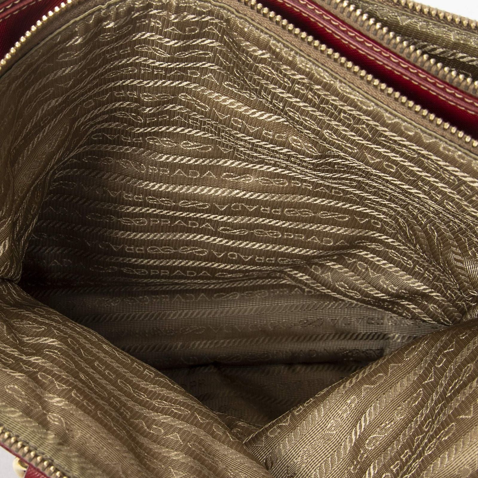 Prada Medium Jacquard Tote Beige Red Canvas — view 9