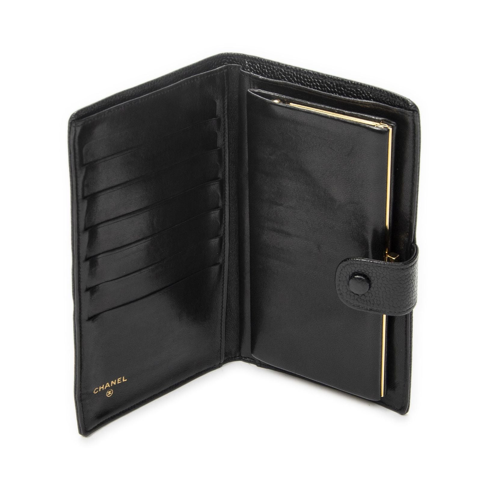 Chanel CC Timeless French Purse Wallet Black Caviar Leather — view 4