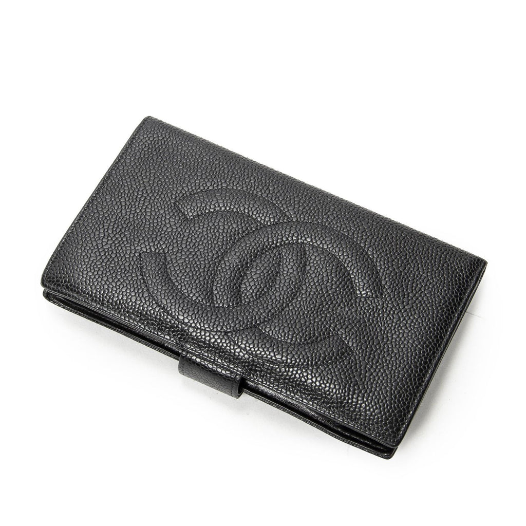 Chanel CC Timeless French Purse Wallet Black Caviar Leather