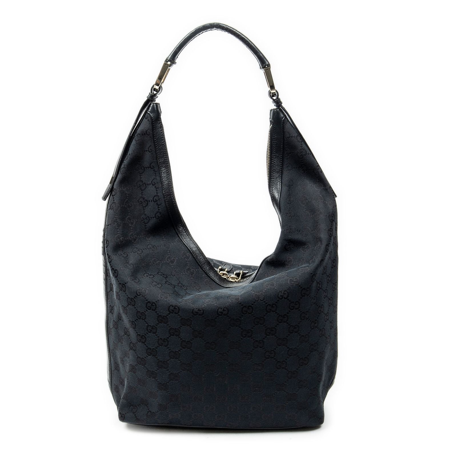 Gucci Vertical Zip Hobo Black GG Canvas — view 5
