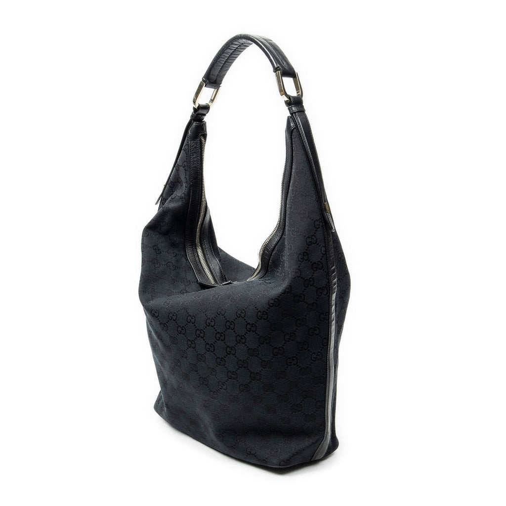 Gucci Vertical Zip Hobo Black GG Canvas — view 2