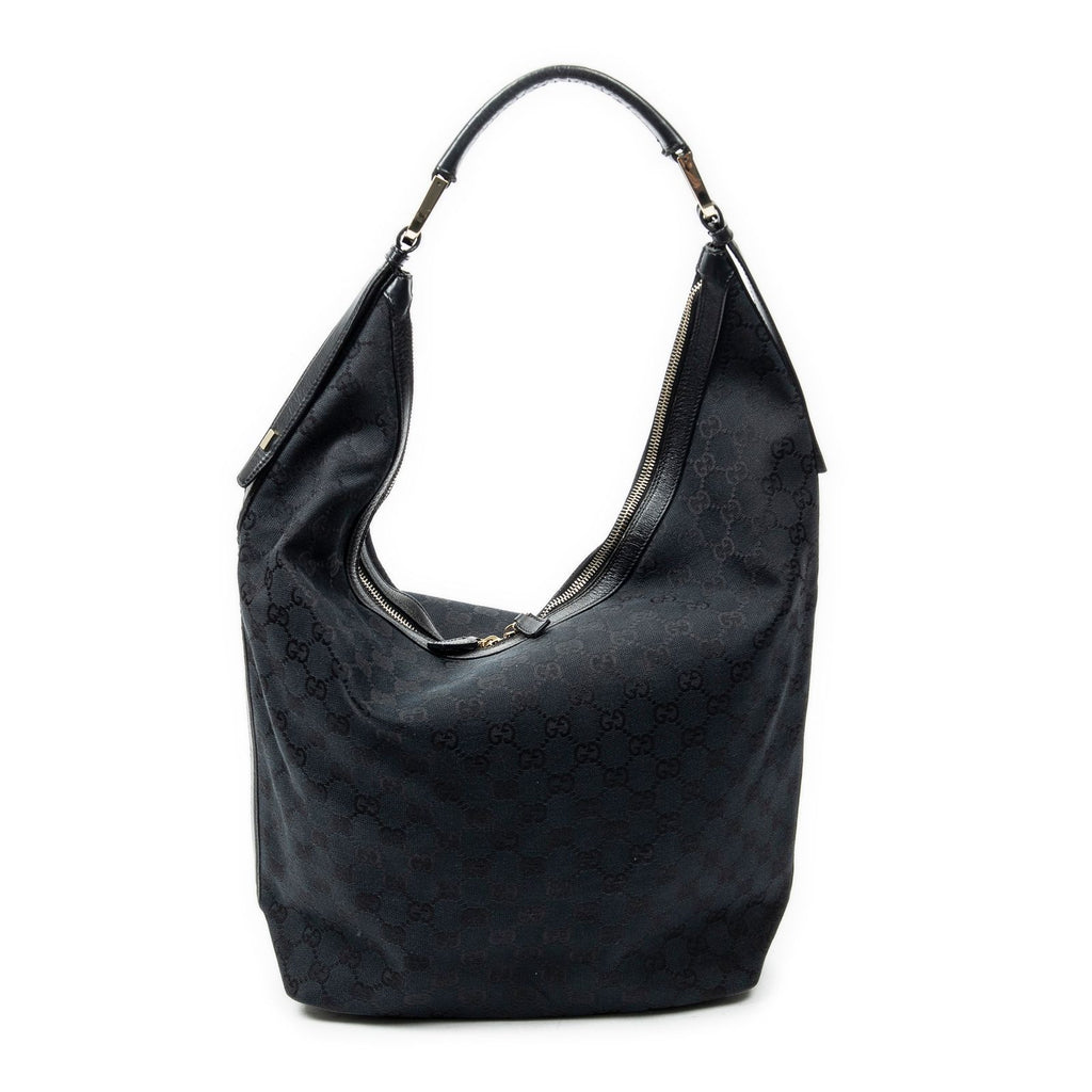 Gucci Vertical Zip Hobo Black GG Canvas