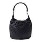 Gucci Bamboo Drawstring Tote Black GG Canvas — view 5
