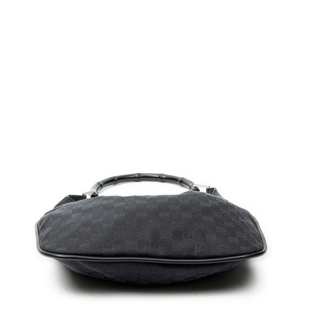 Gucci Bamboo Drawstring Tote Black GG Canvas — view 6