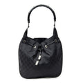 Gucci Bamboo Drawstring Tote Black GG Canvas