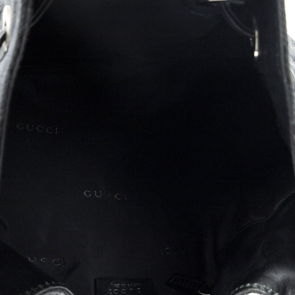 Gucci Bamboo Drawstring Tote Black GG Canvas — view 9
