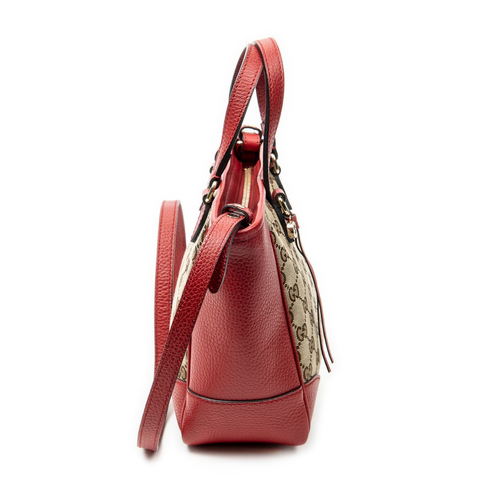Gucci Small Bree Tote Red Beige GG Canvas — view 4