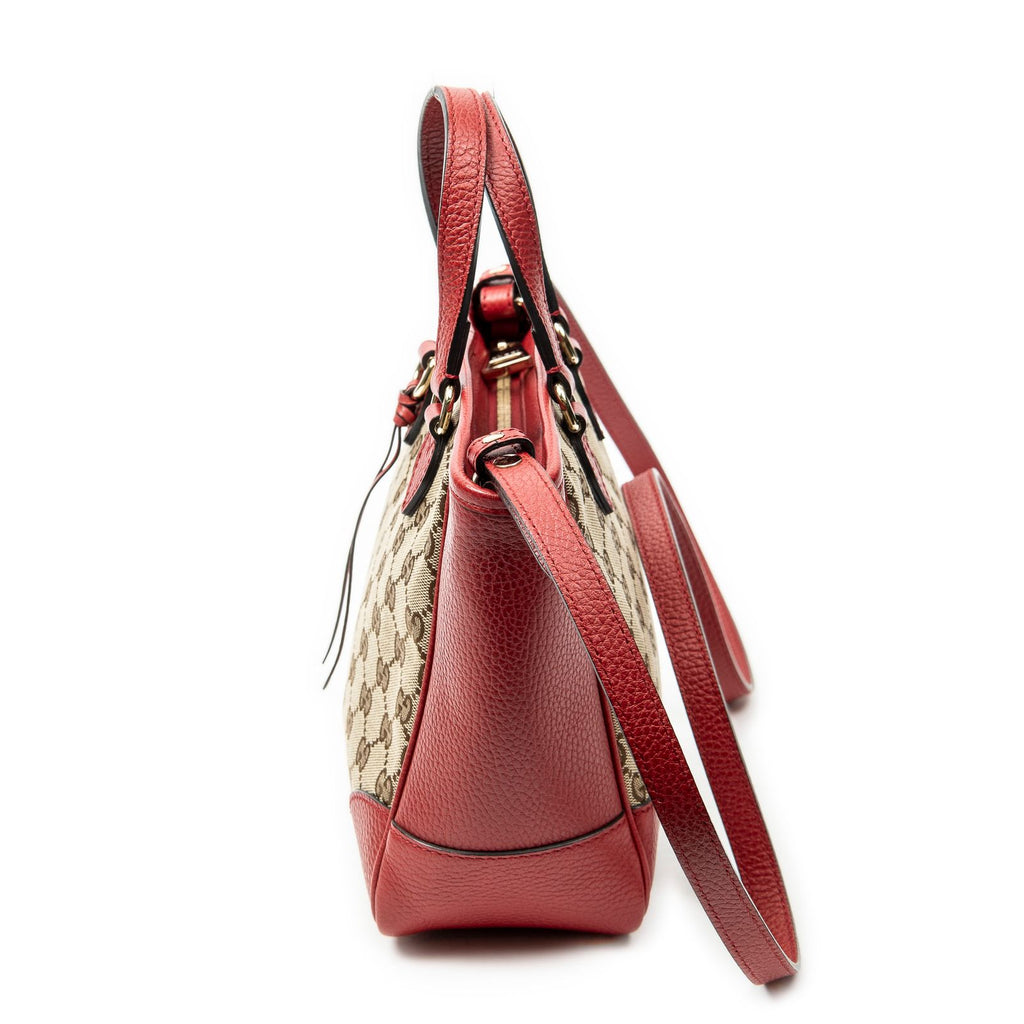 Gucci Small Bree Tote Red Beige GG Canvas — view 3