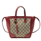 Gucci Small Bree Tote Red Beige GG Canvas