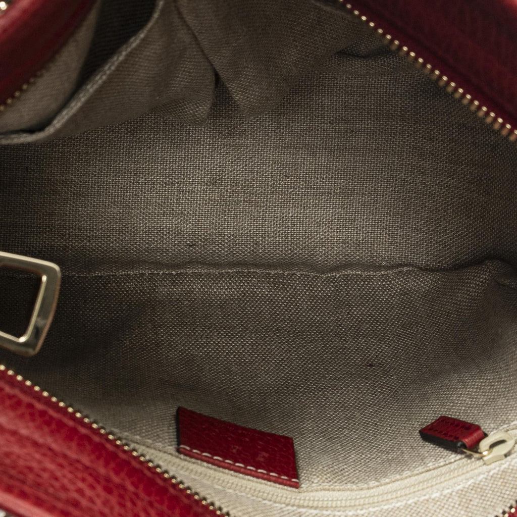 Gucci Small Bree Tote Red Beige GG Canvas — view 9