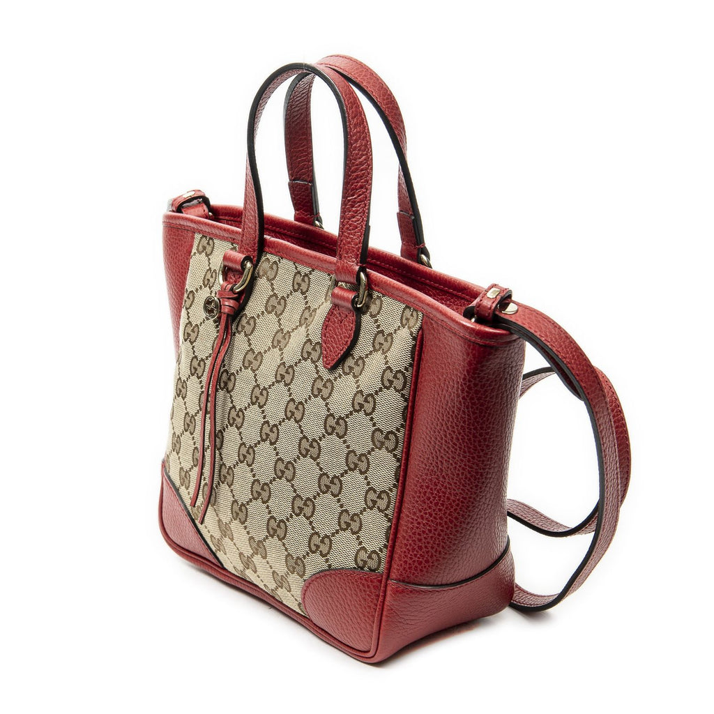 Gucci Small Bree Tote Red Beige GG Canvas — view 2