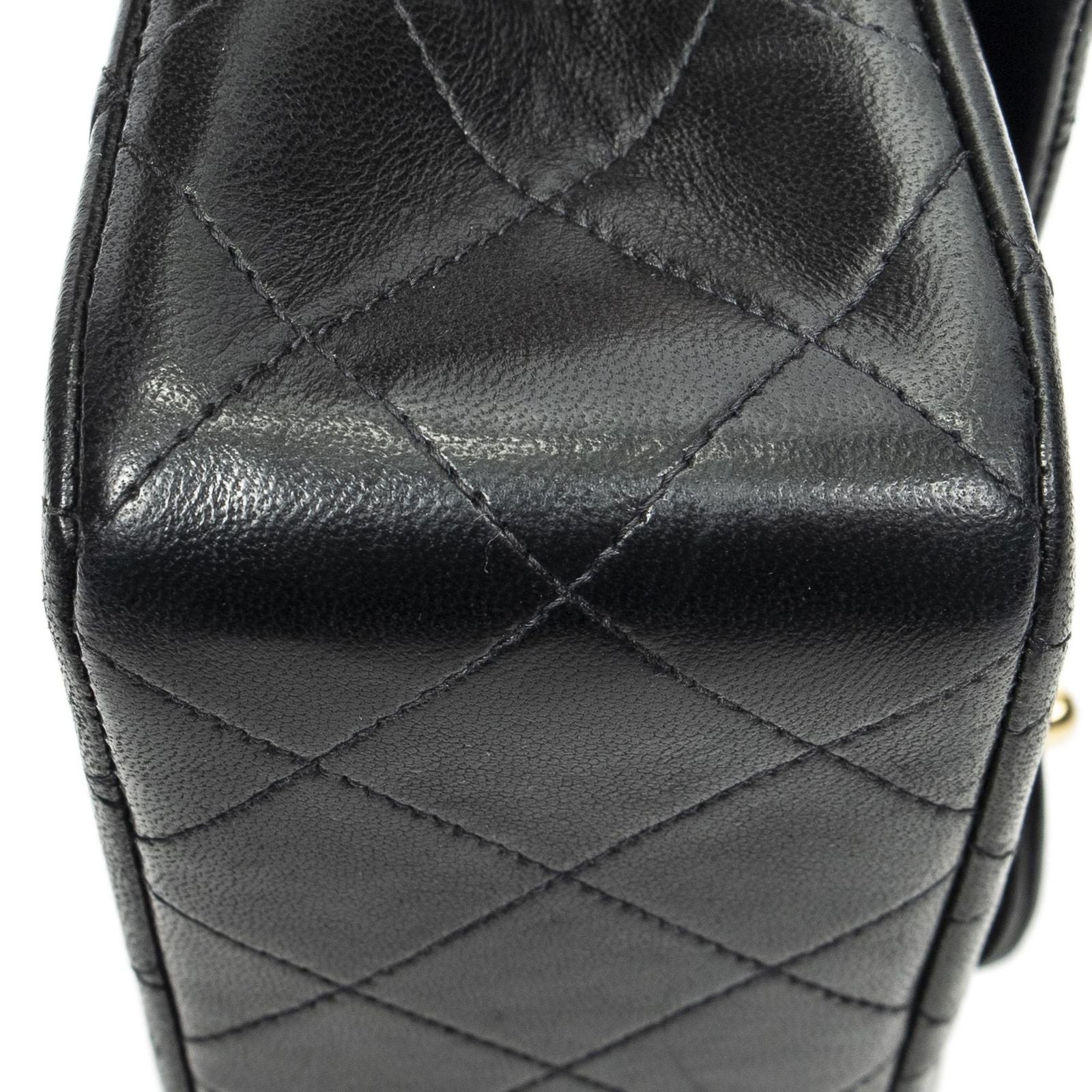 Chanel Quilted Double Flap Black Lambskin Leather — view 7