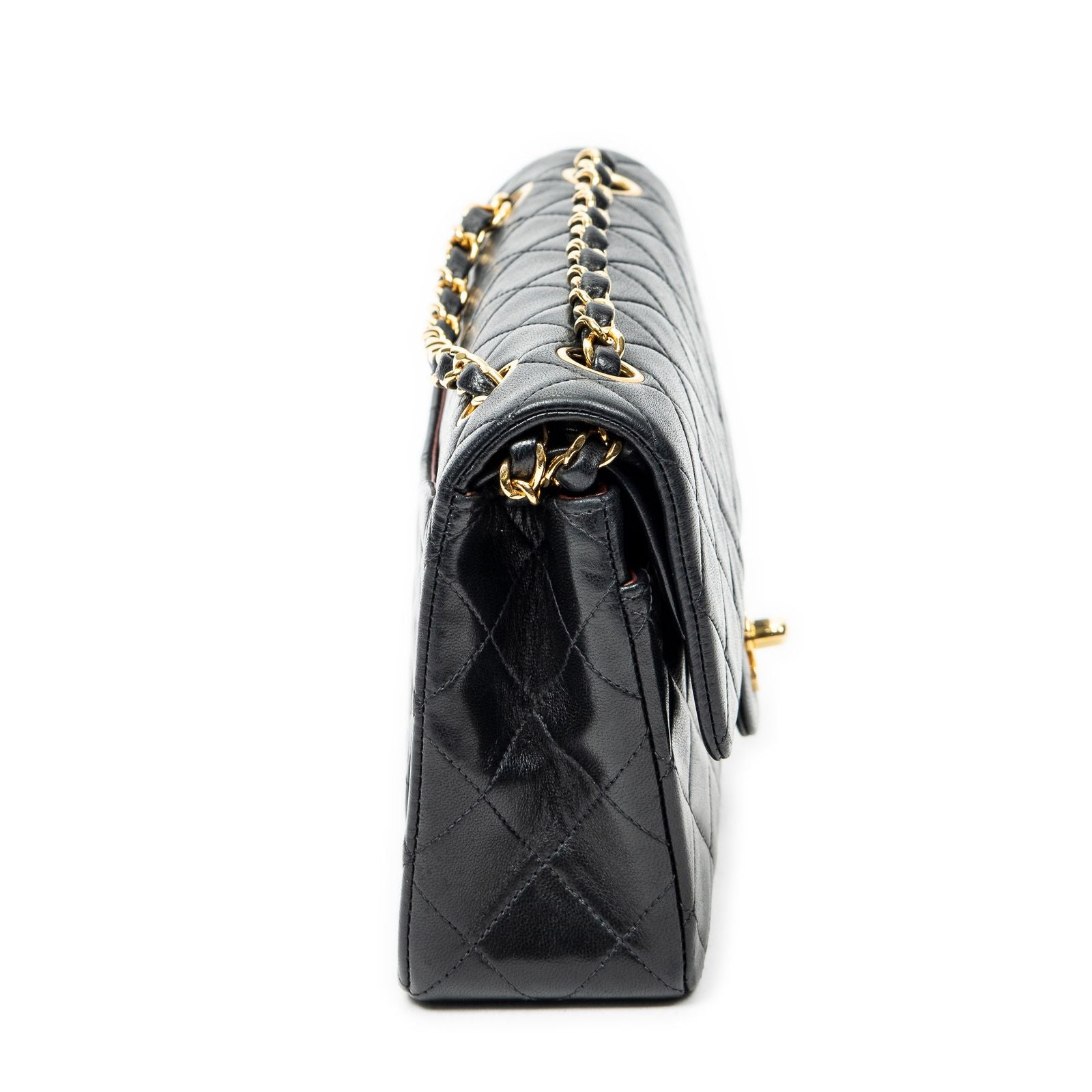 Chanel Quilted Double Flap Black Lambskin Leather — view 4