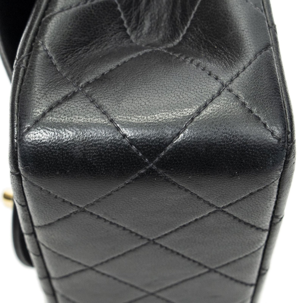 Chanel Quilted Double Flap Black Lambskin Leather — view 8