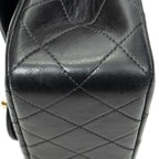 Chanel Quilted Double Flap Black Lambskin Leather — view 8
