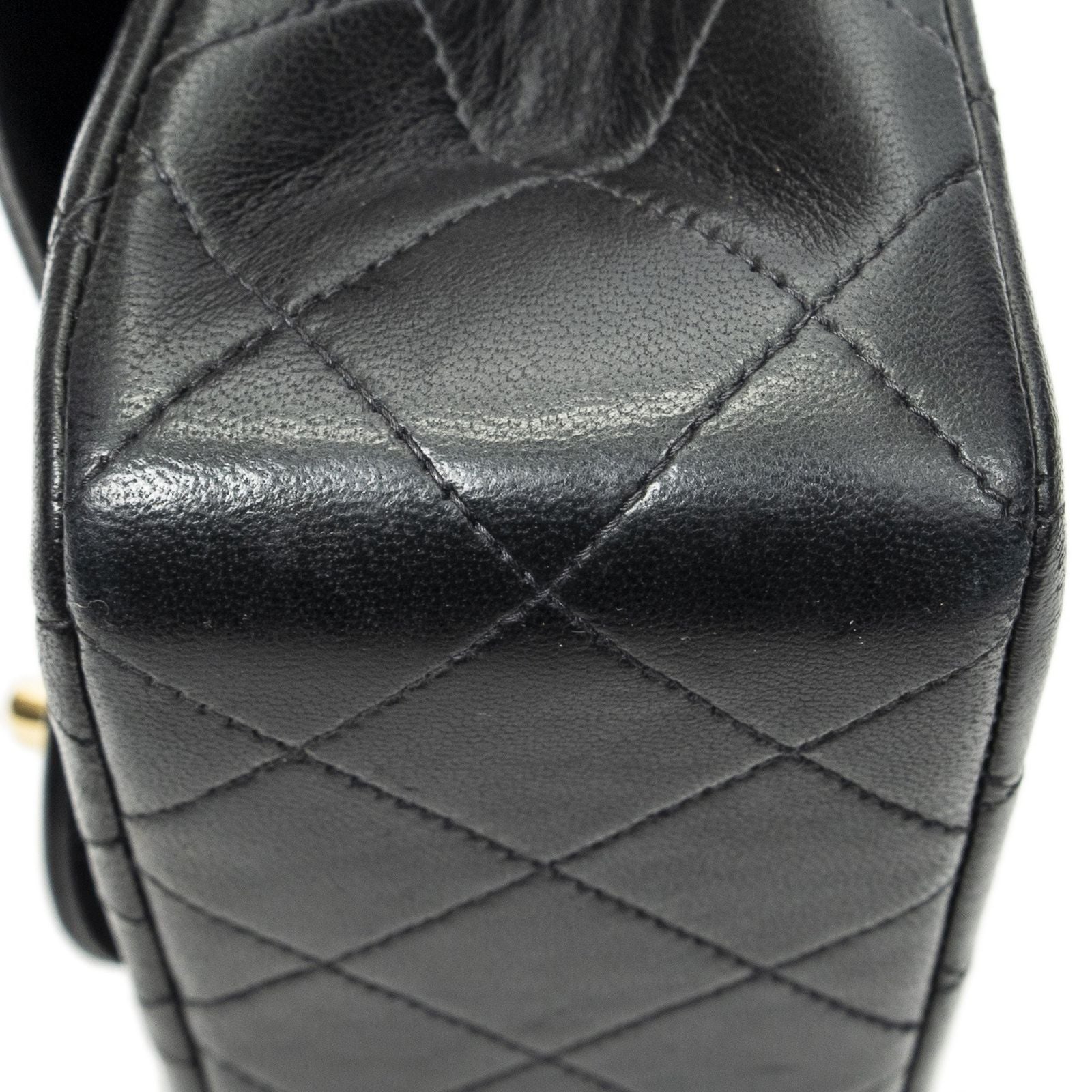 Chanel Quilted Double Flap Black Lambskin Leather — view 8