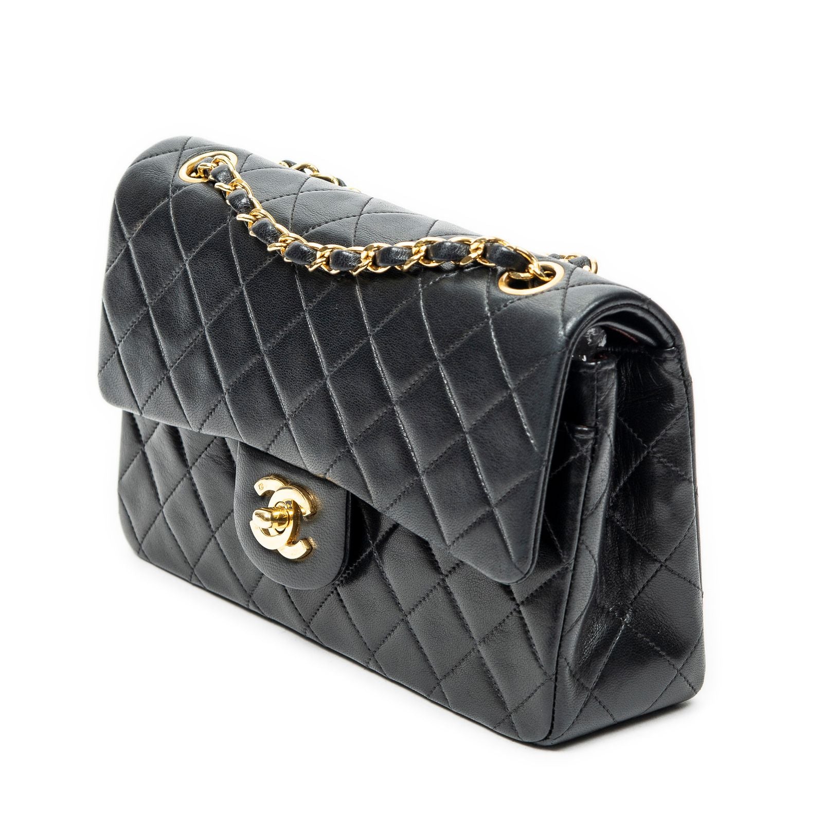 Chanel Quilted Double Flap Black Lambskin Leather — view 2