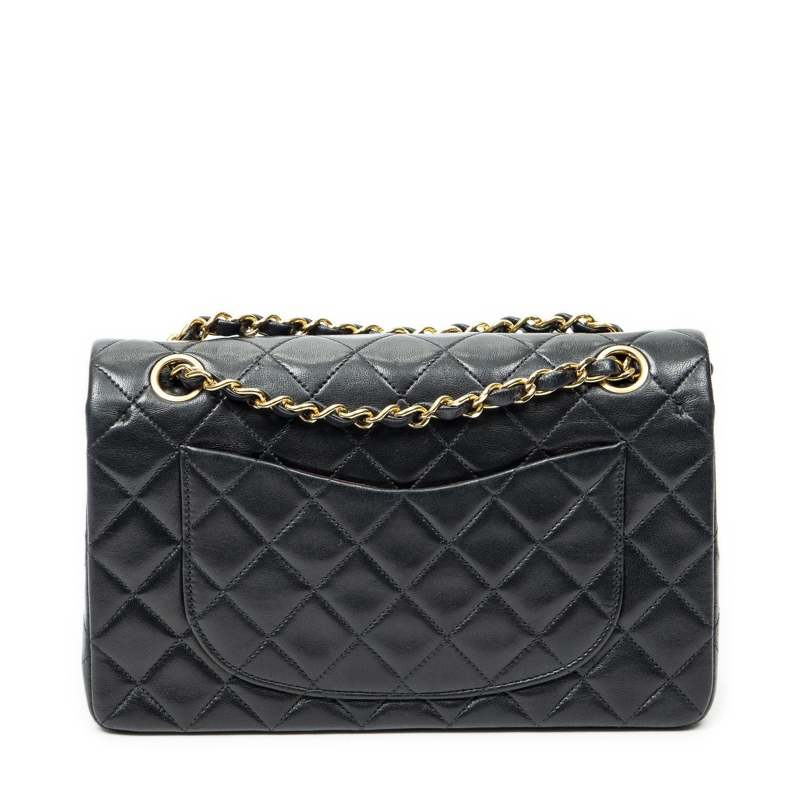 Chanel Quilted Double Flap Black Lambskin Leather — view 5
