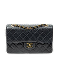 Chanel Quilted Double Flap Black Lambskin Leather