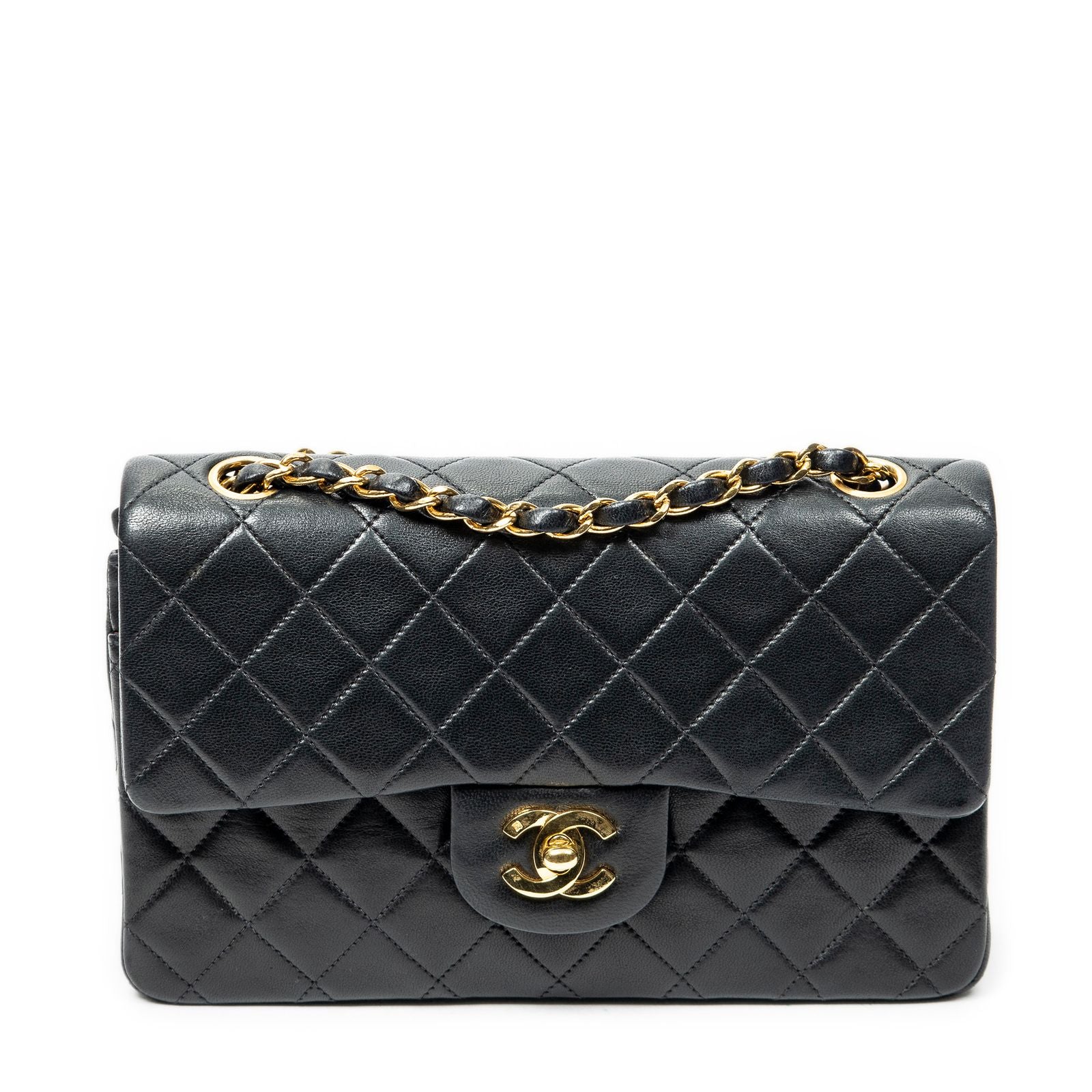 Chanel Quilted Double Flap Black Lambskin Leather