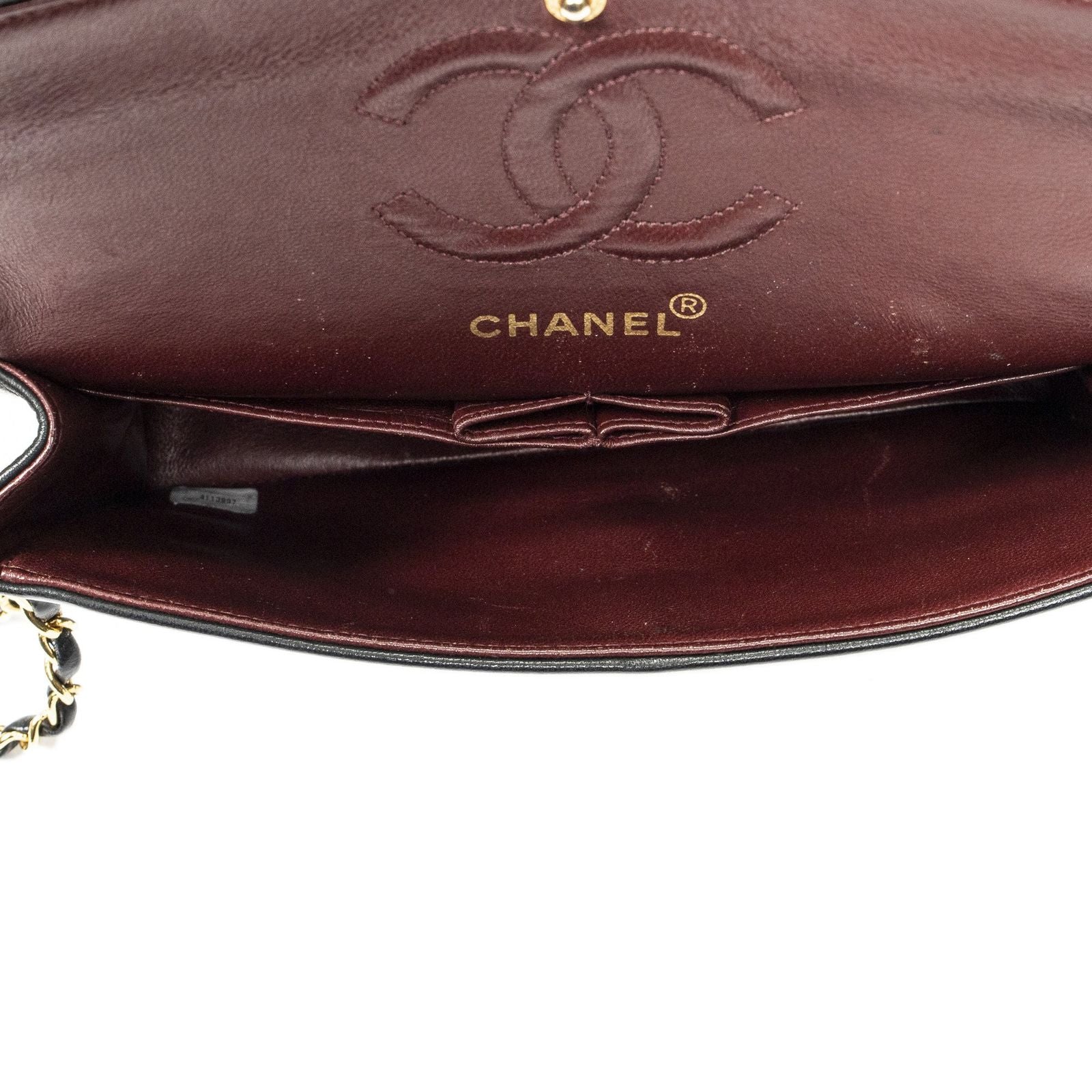 Chanel Quilted Double Flap Black Lambskin Leather — view 9