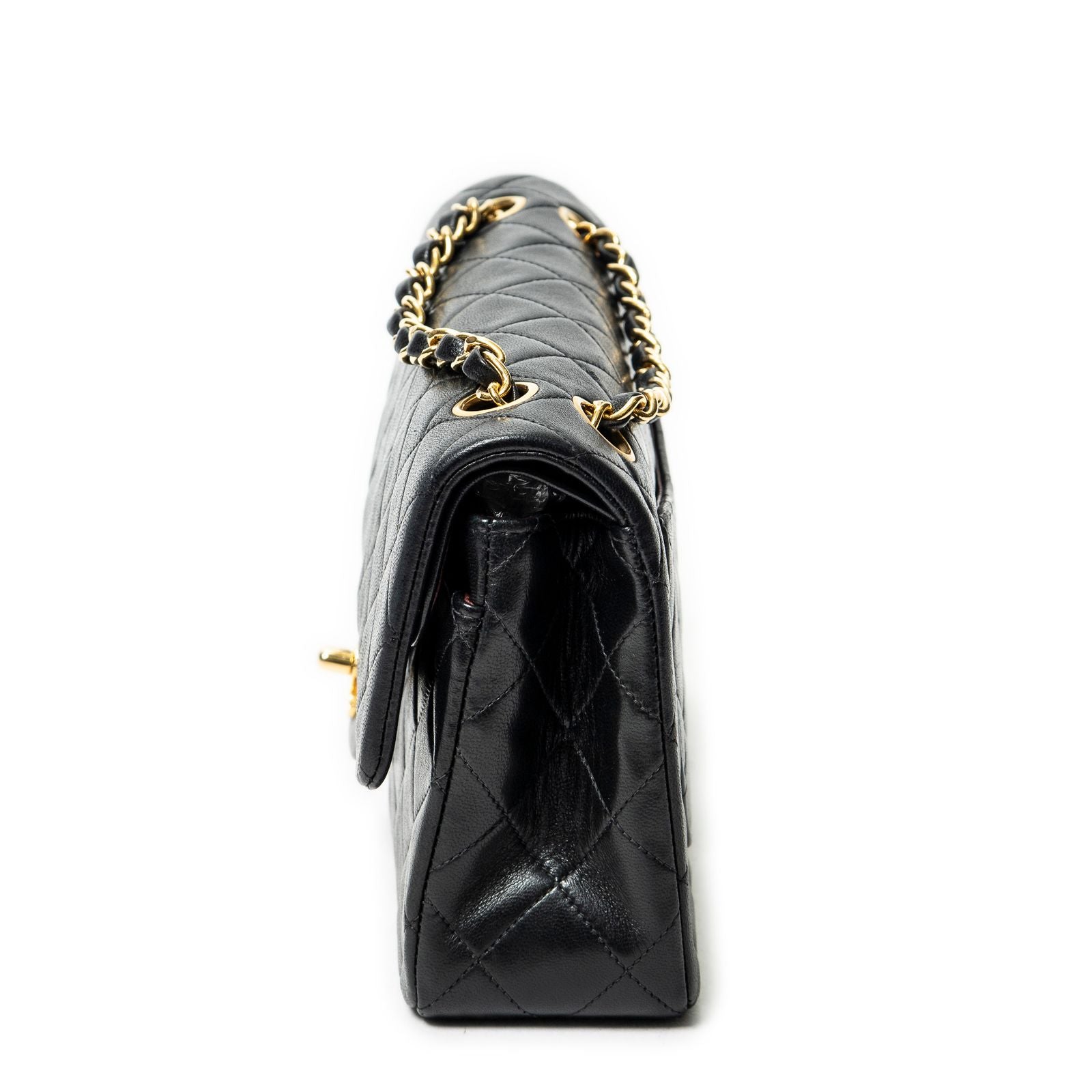 Chanel Quilted Double Flap Black Lambskin Leather — view 3