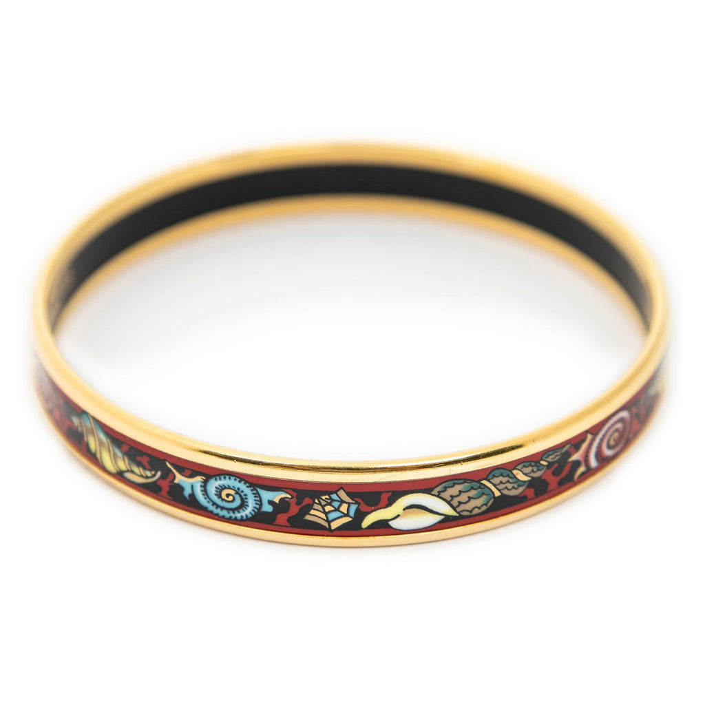 Hermes Enamel Bangle Red Black Seashell Motifa Bracelet — view 3