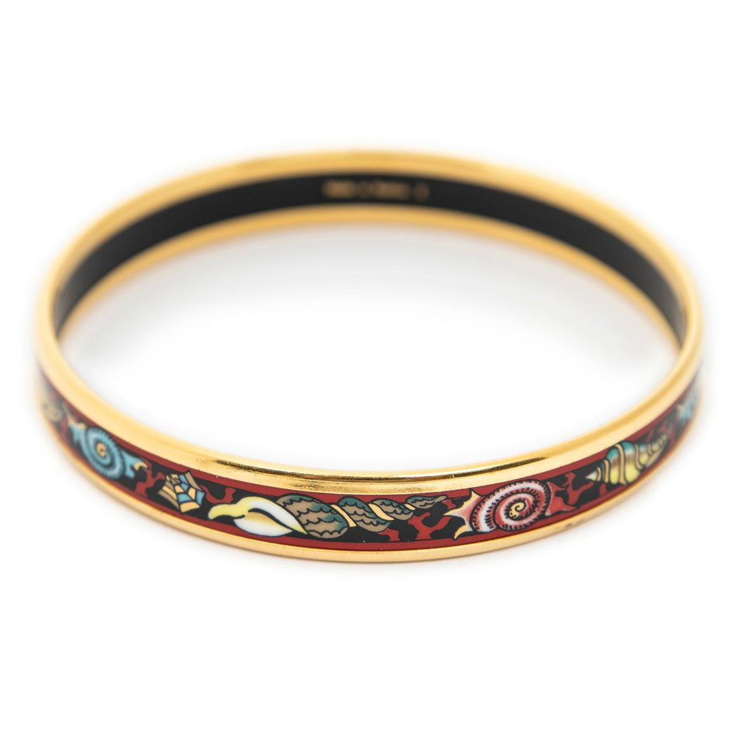Hermes Enamel Bangle Red Black Seashell Motifa Bracelet — view 2
