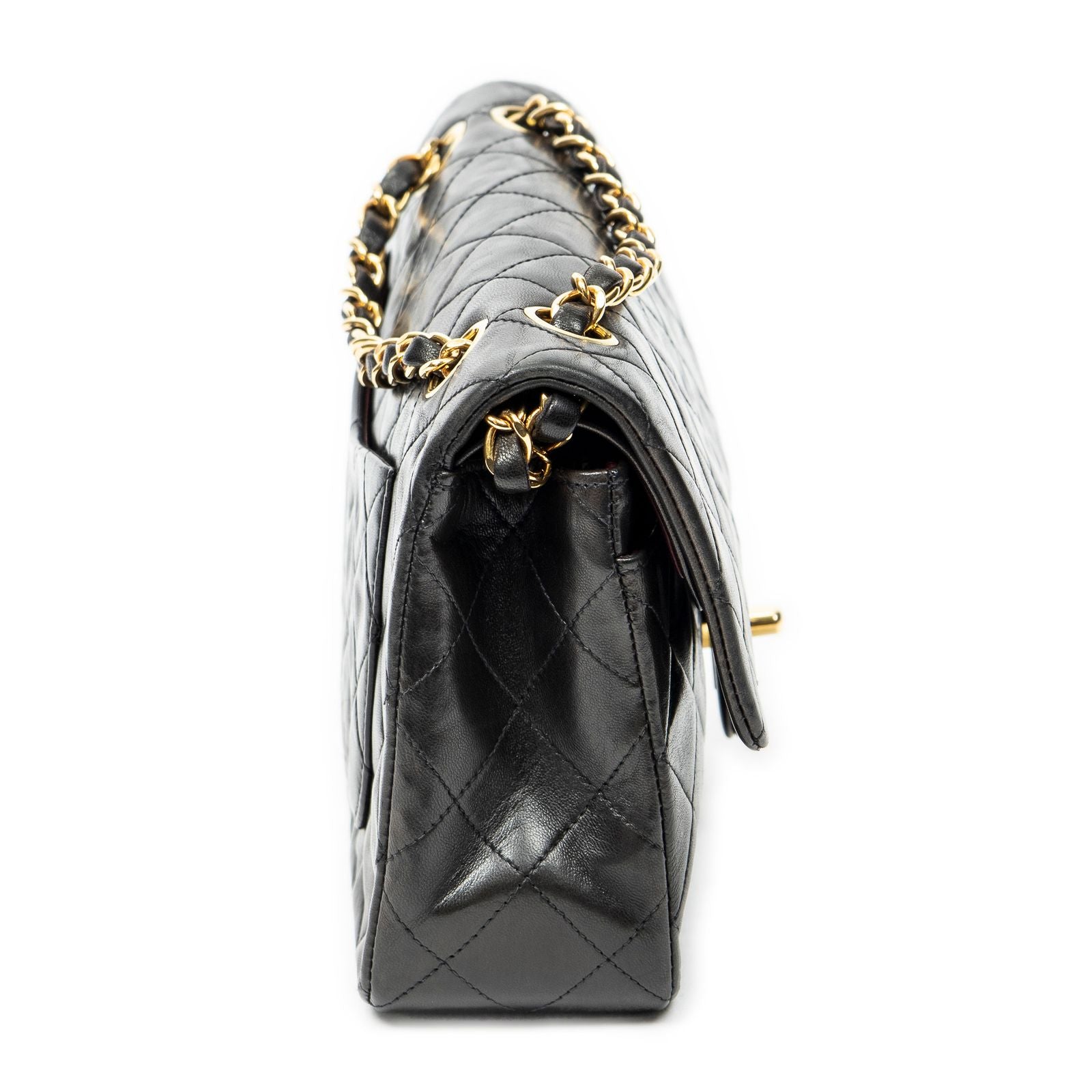 Chanel Quilted Double Flap Black Lambskin Leather — view 4