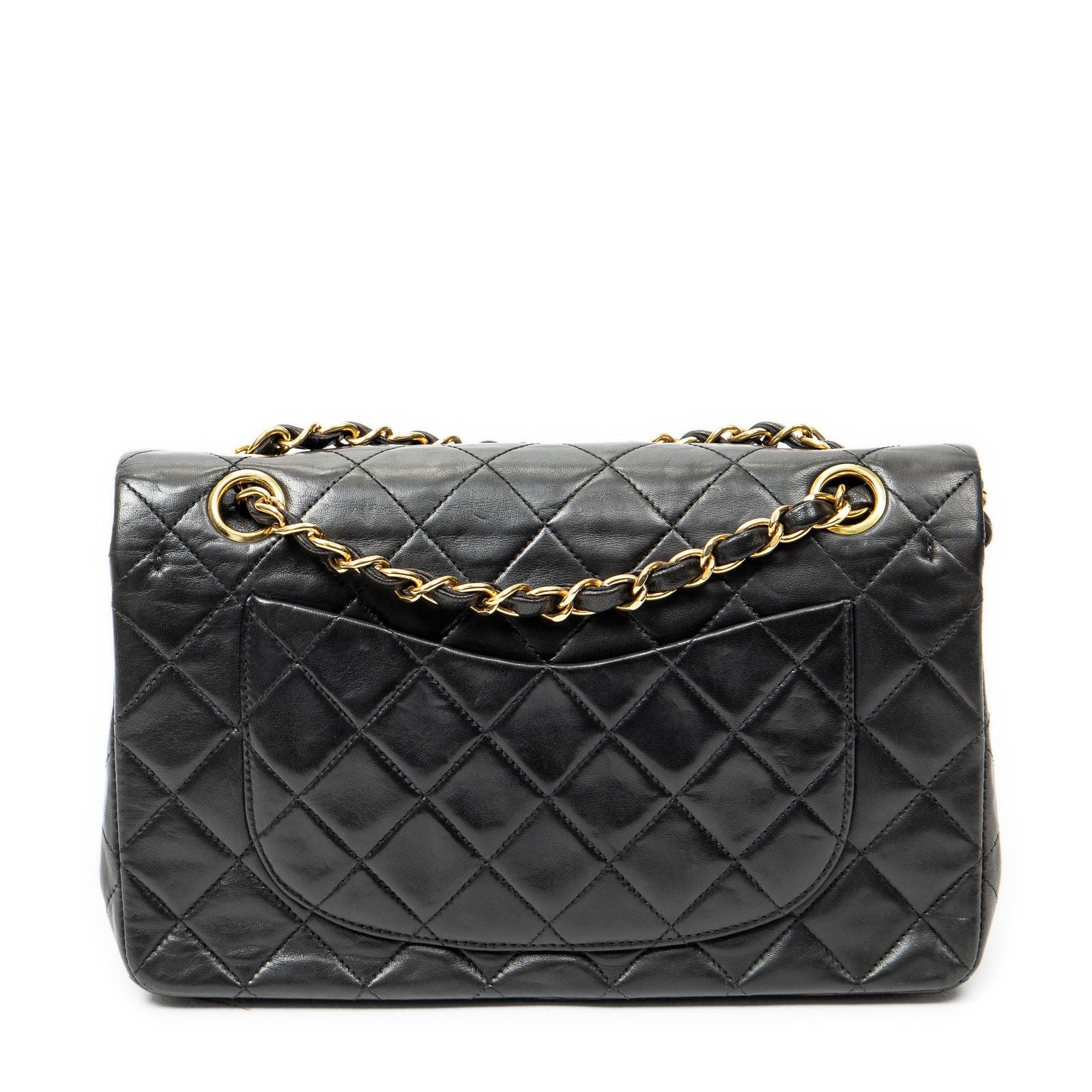 Chanel Quilted Double Flap Black Lambskin Leather — view 5