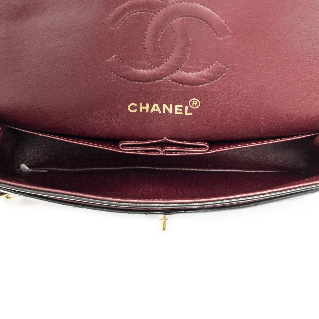 Chanel Quilted Double Flap Black Lambskin Leather — view 9