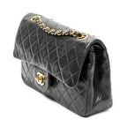 Chanel Quilted Double Flap Black Lambskin Leather — view 2