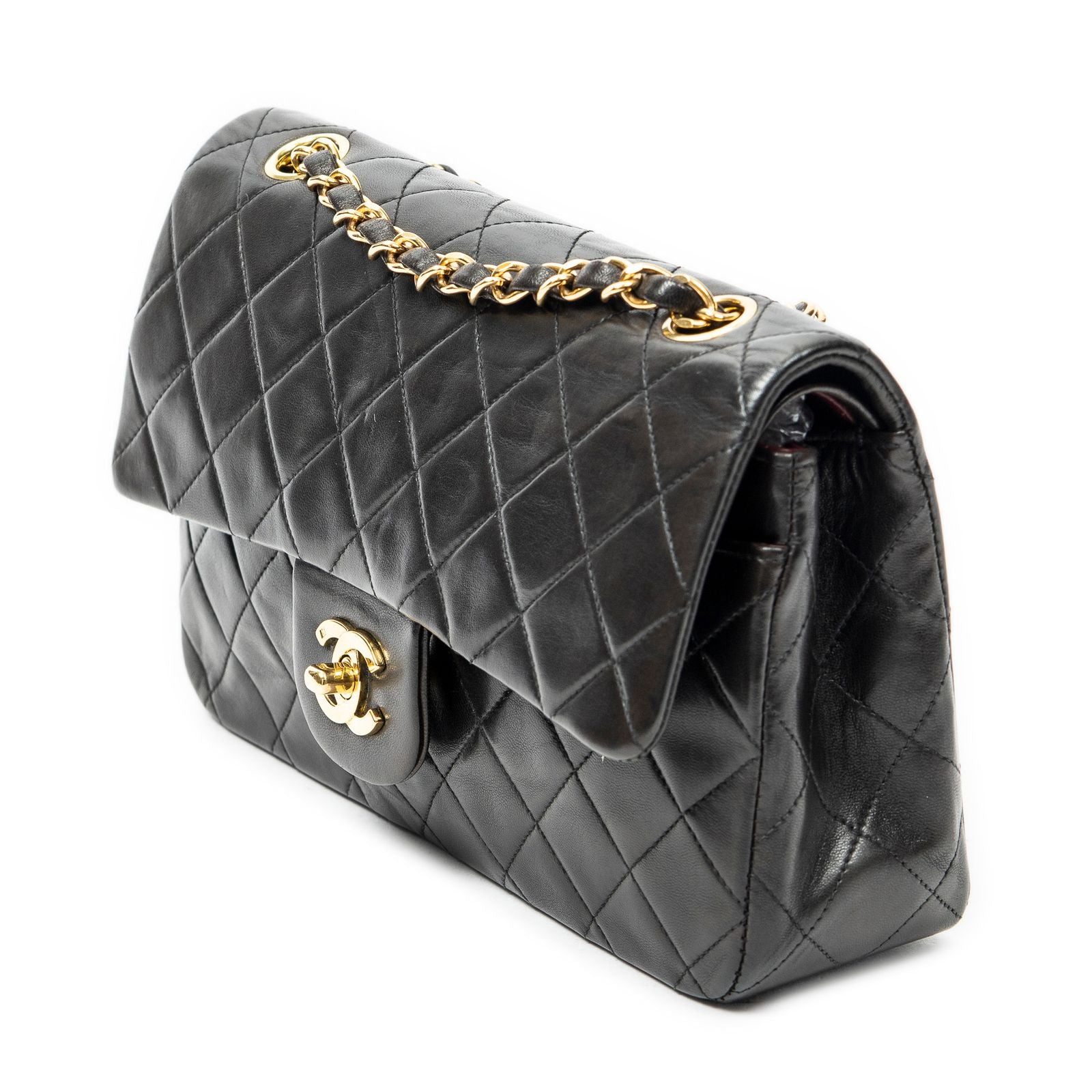 Chanel Quilted Double Flap Black Lambskin Leather — view 2