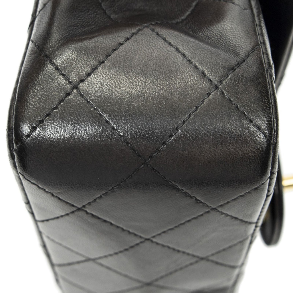 Chanel Quilted Double Flap Black Lambskin Leather — view 7