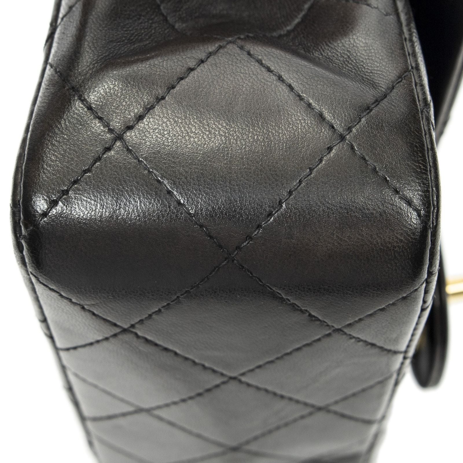 Chanel Quilted Double Flap Black Lambskin Leather — view 7