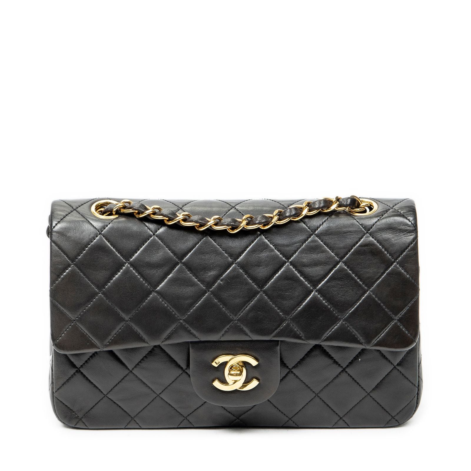 Chanel Quilted Double Flap Black Lambskin Leather