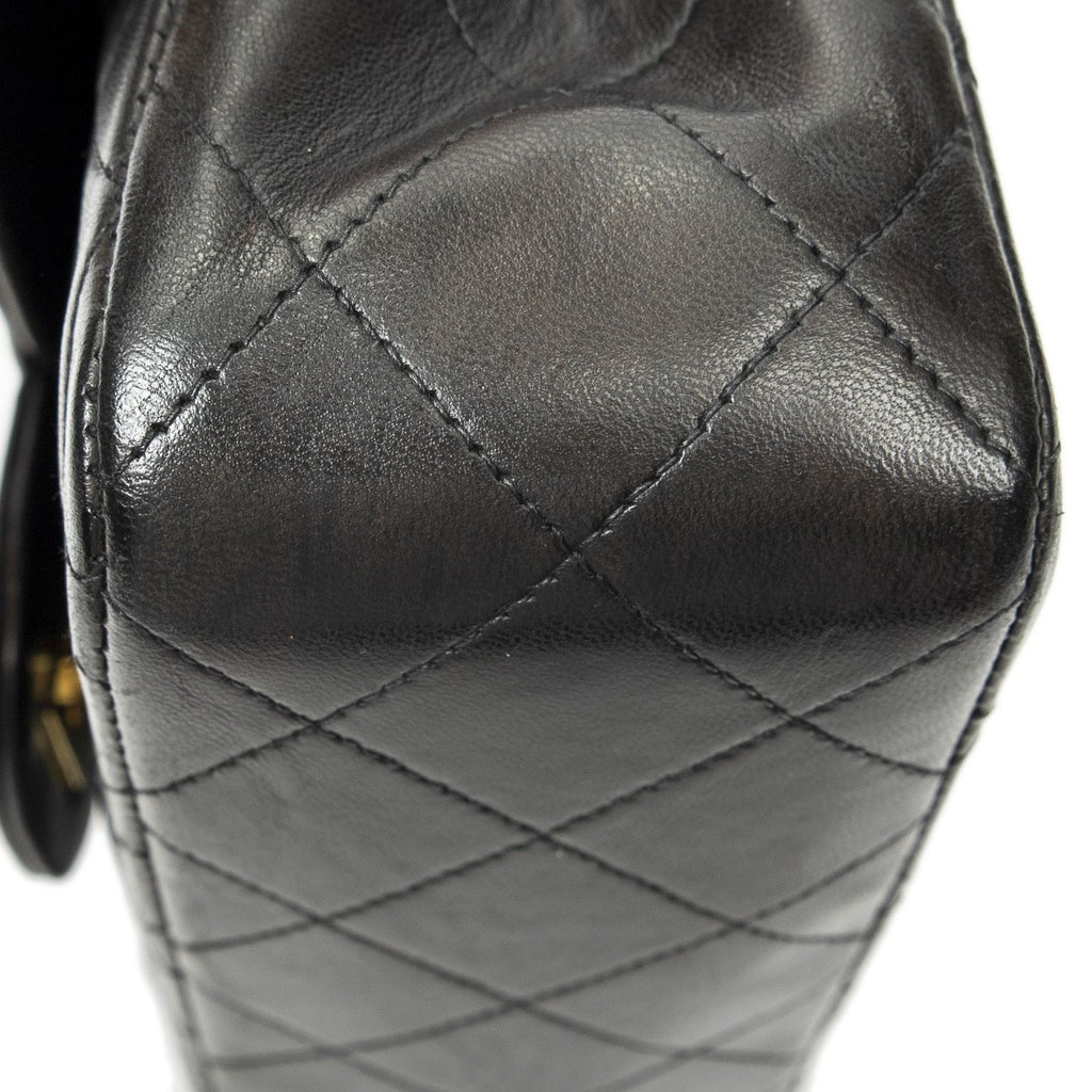 Chanel Quilted Double Flap Black Lambskin Leather — view 8