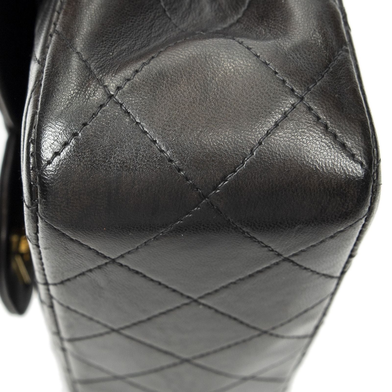 Chanel Quilted Double Flap Black Lambskin Leather — view 8