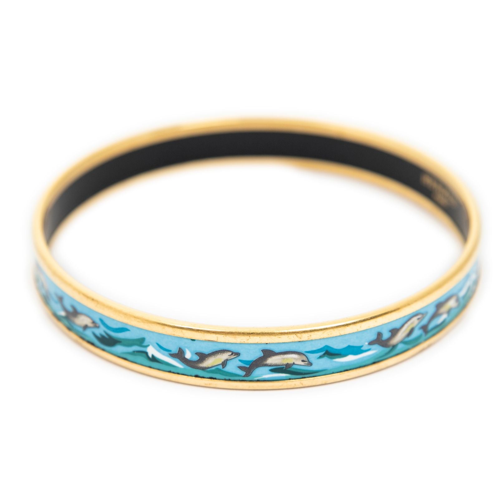 Hermes Enamel Bangle Blue Dolphins in Sea Motifa Bracelet — view 2