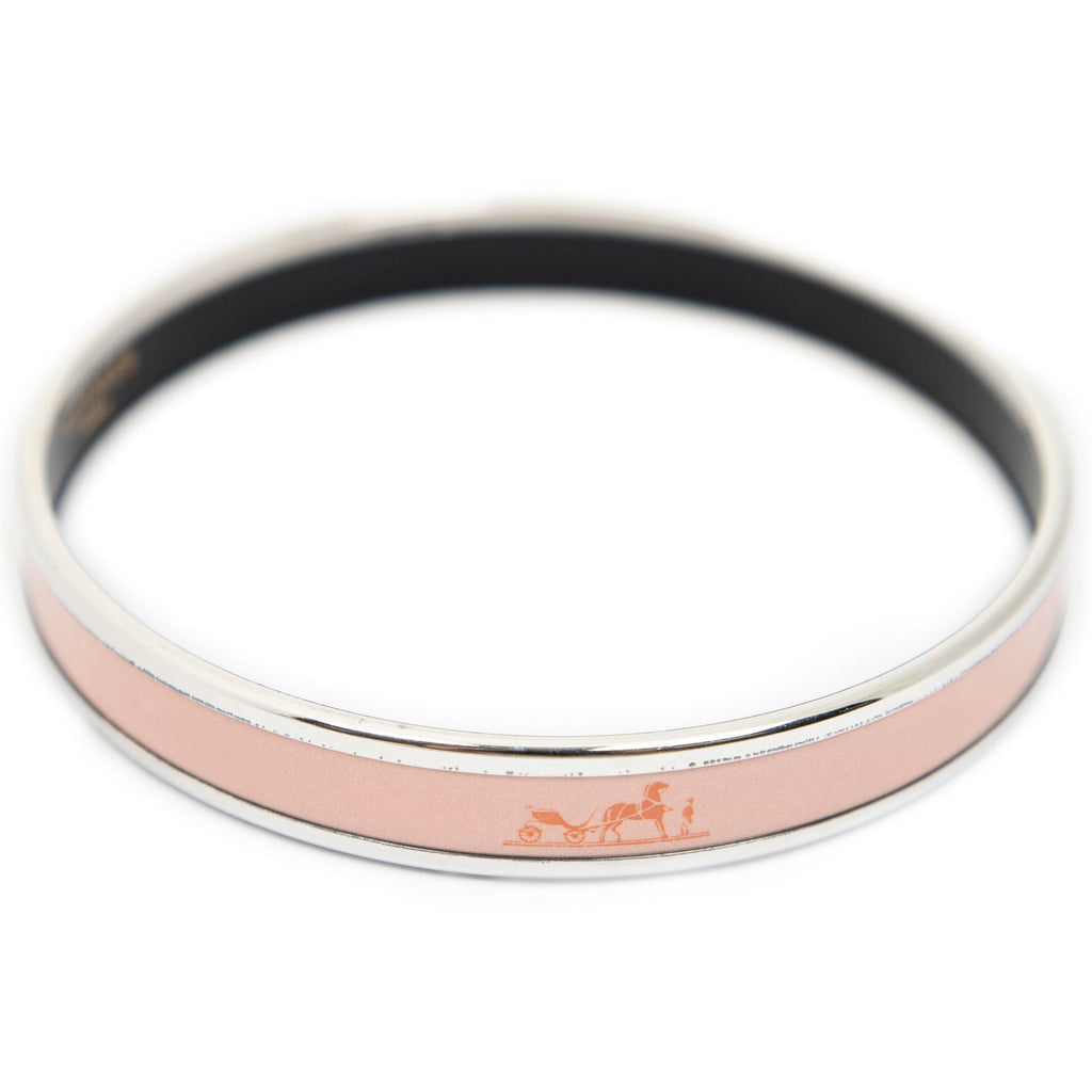 Hermes Enamel Bangle Pink Logo Motif Bracelet — view 2